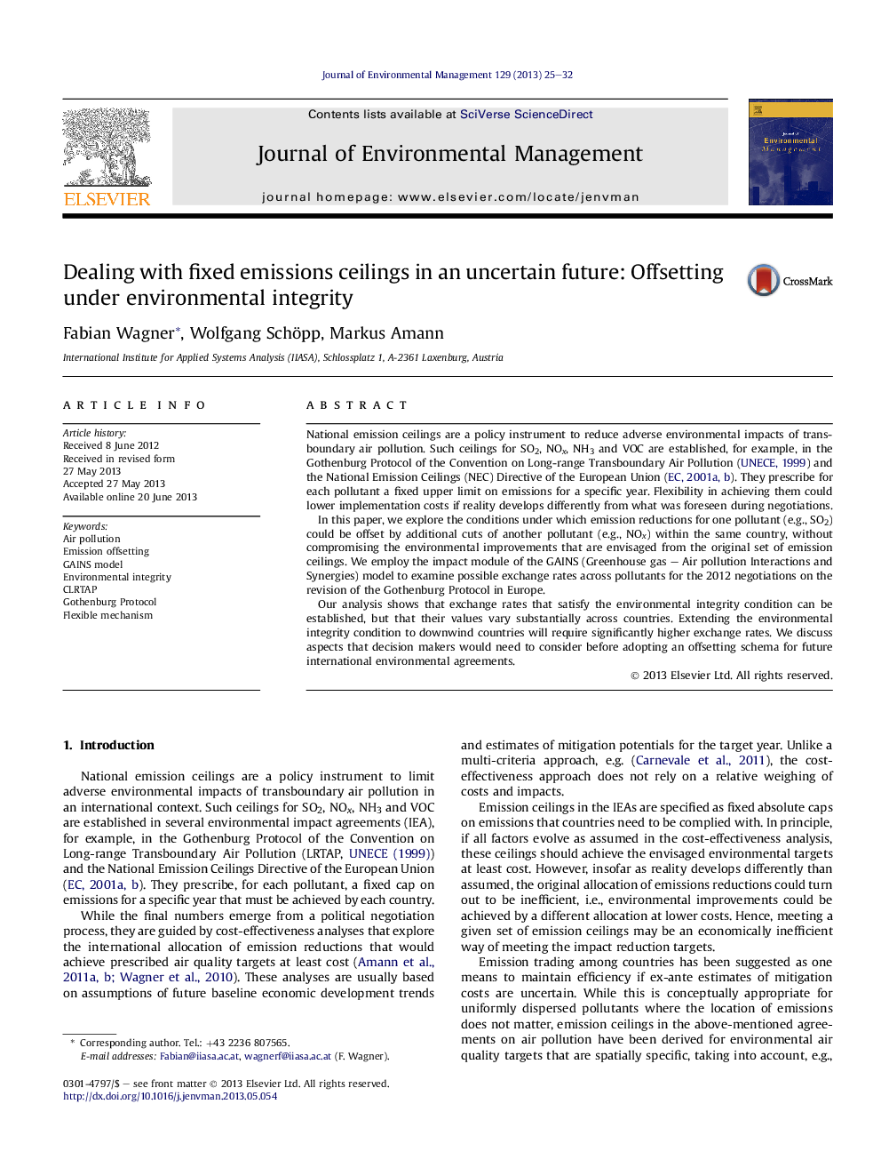 Dealing with fixed emissions ceilings in an uncertain future: Offsetting under environmental integrity