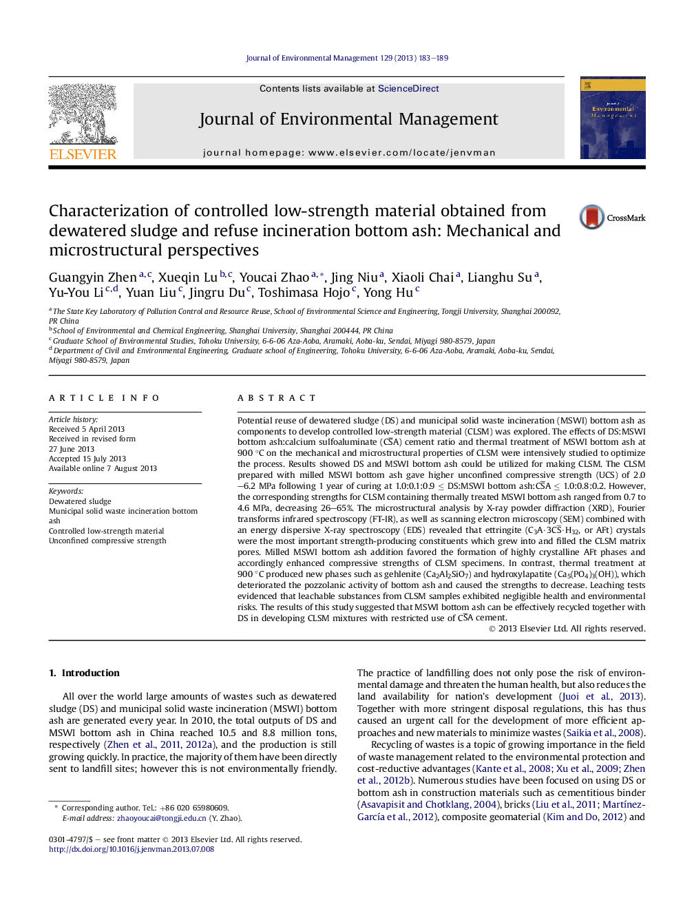 Characterization of controlled low-strength material obtained from dewatered sludge and refuse incineration bottom ash: Mechanical and microstructural perspectives