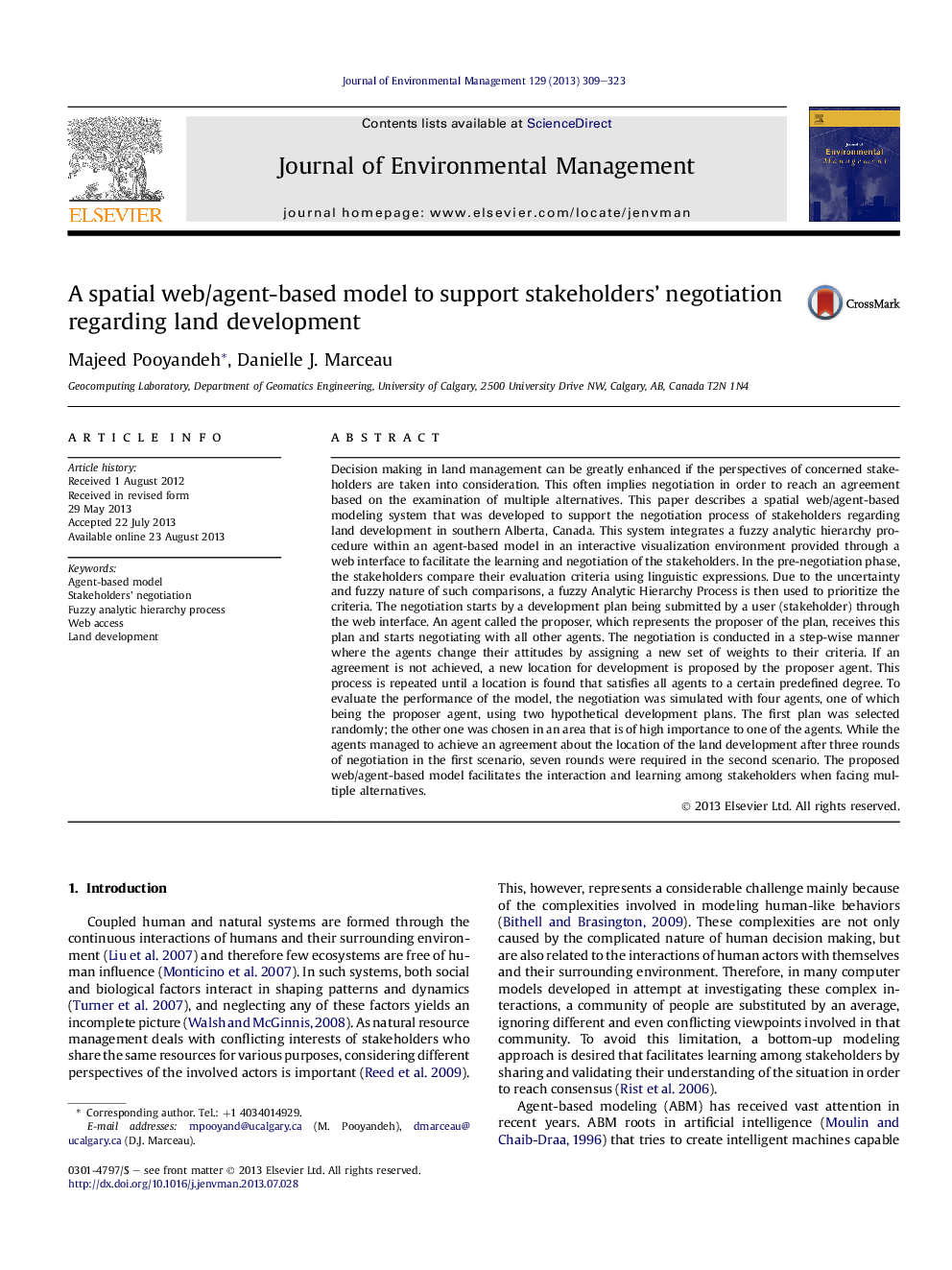 A spatial web/agent-based model to support stakeholders' negotiation regarding land development