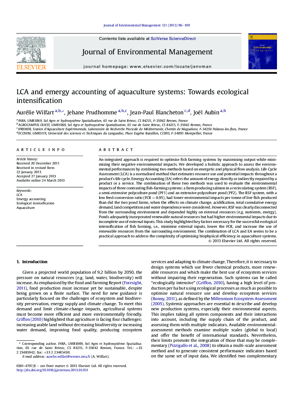 LCA and emergy accounting of aquaculture systems: Towards ecological intensification