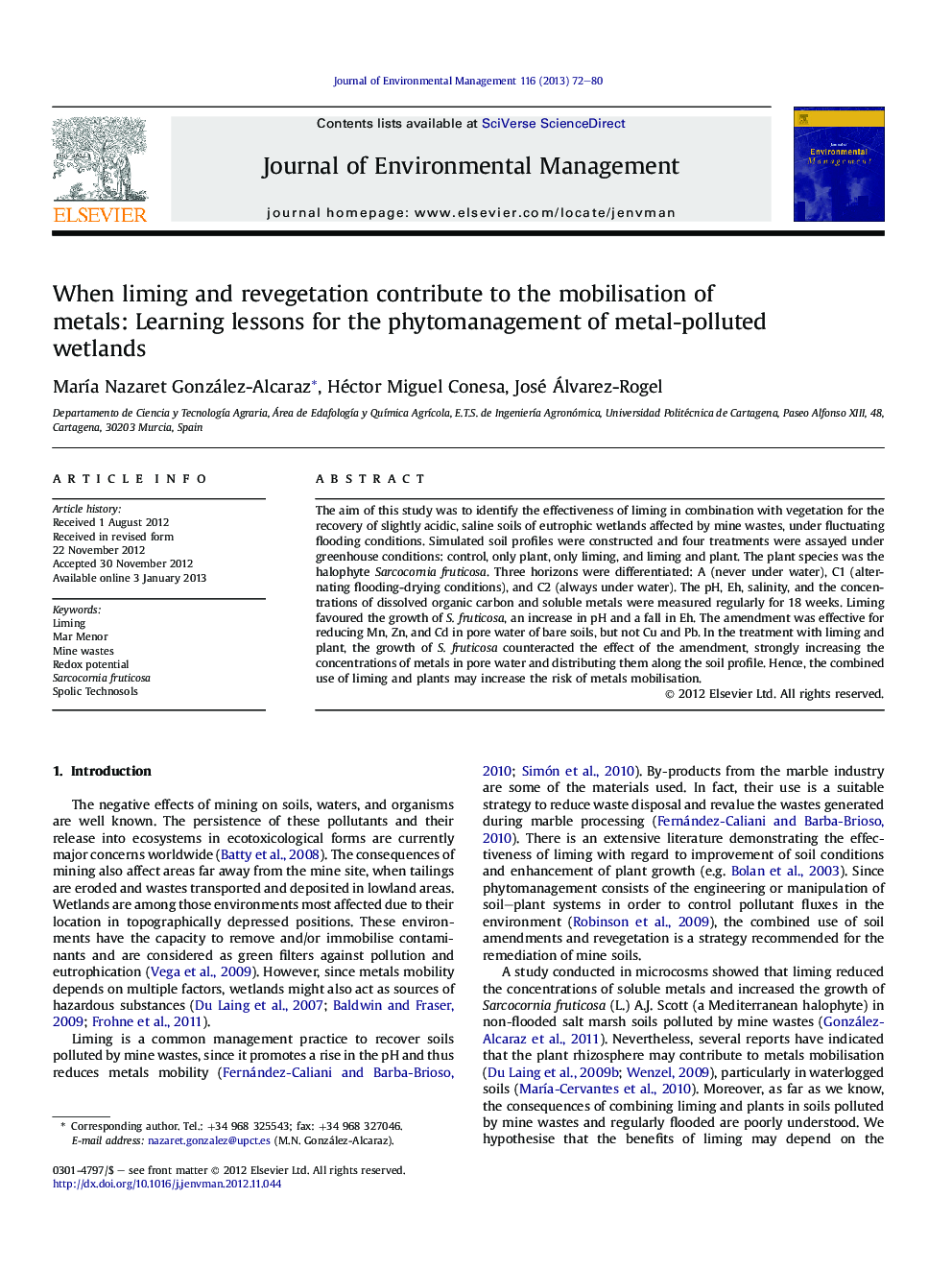 When liming and revegetation contribute to the mobilisation of metals: Learning lessons for the phytomanagement of metal-polluted wetlands