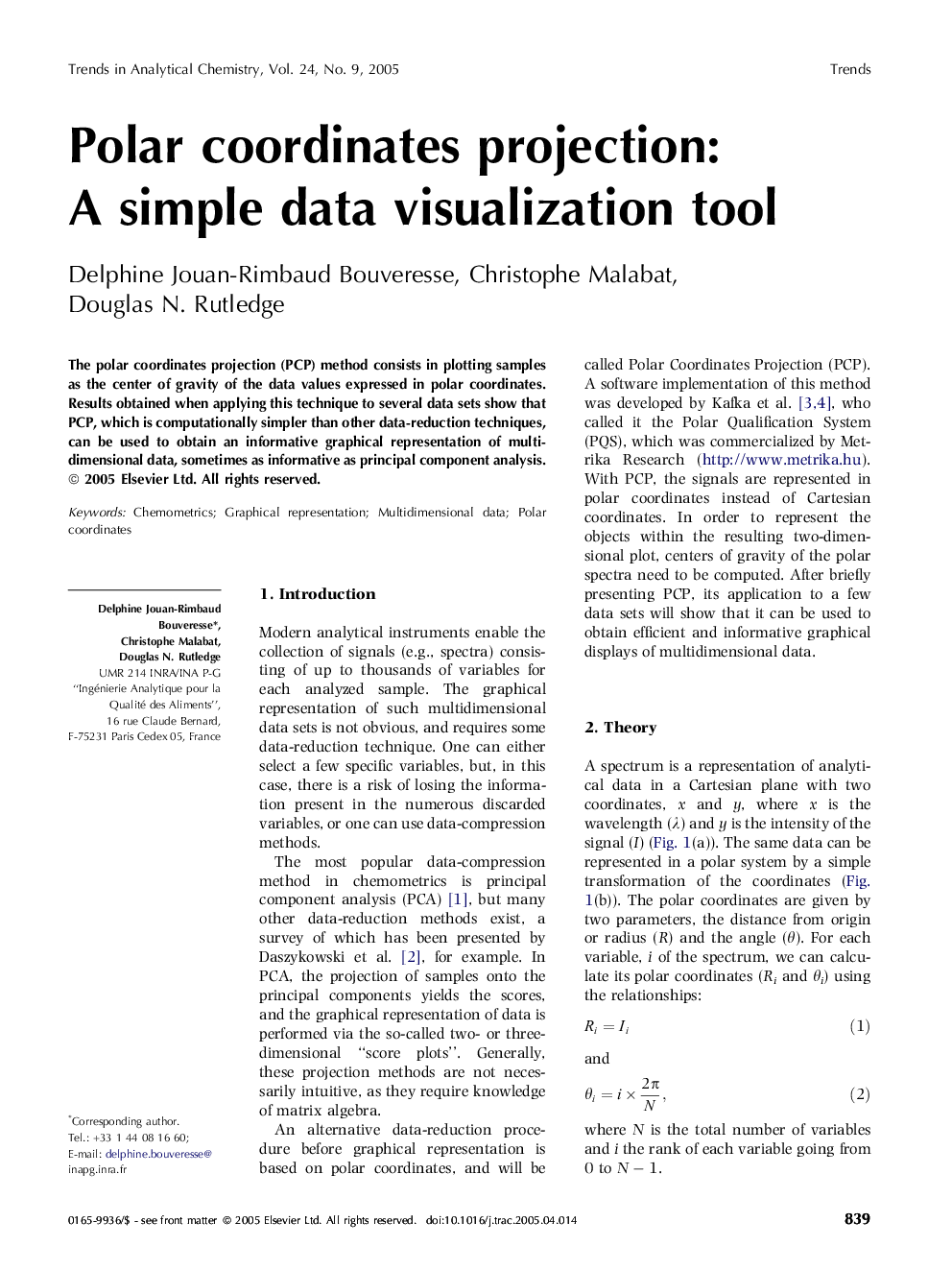 Polar coordinates projection: A simple data visualization tool