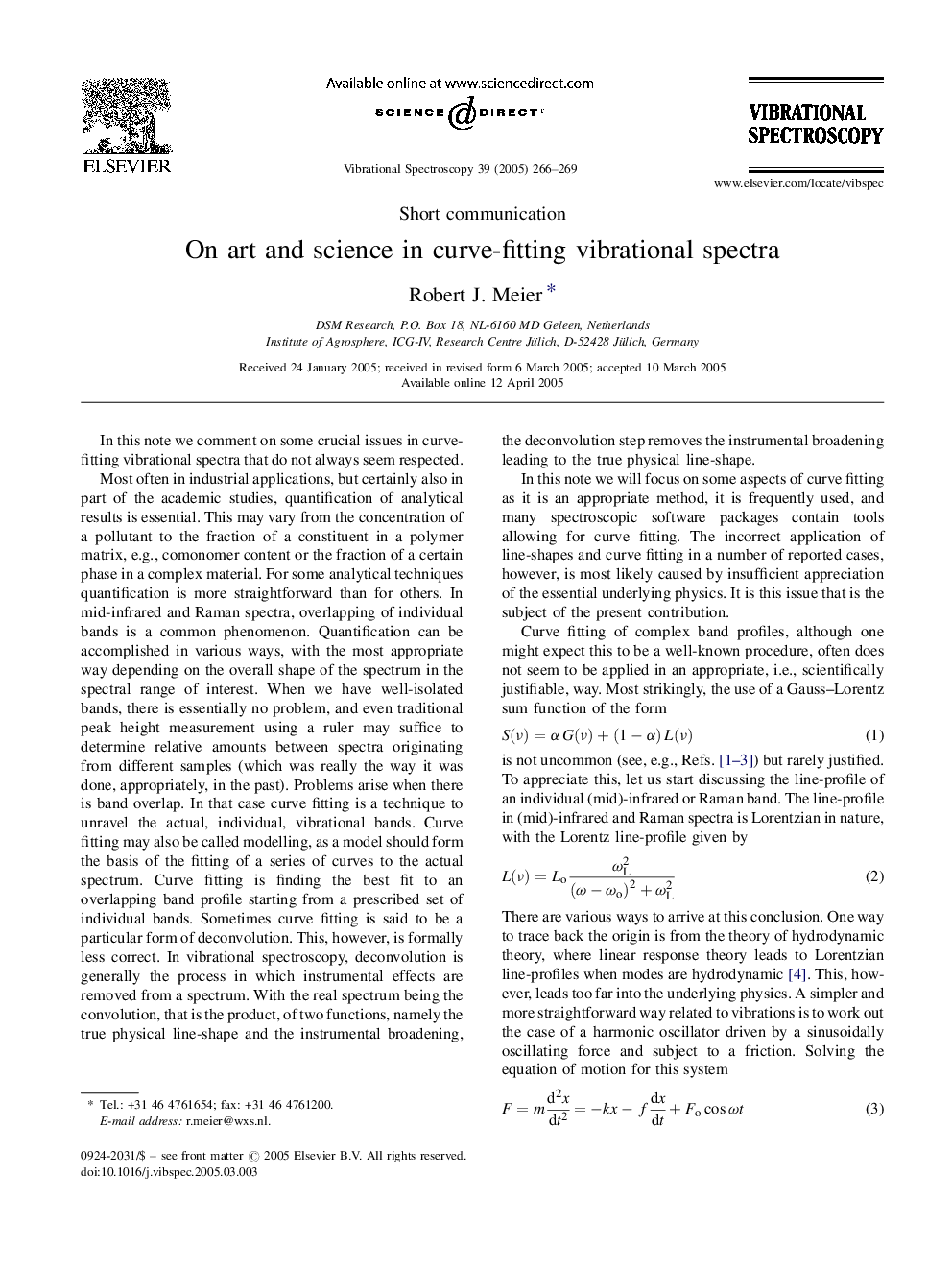 On art and science in curve-fitting vibrational spectra