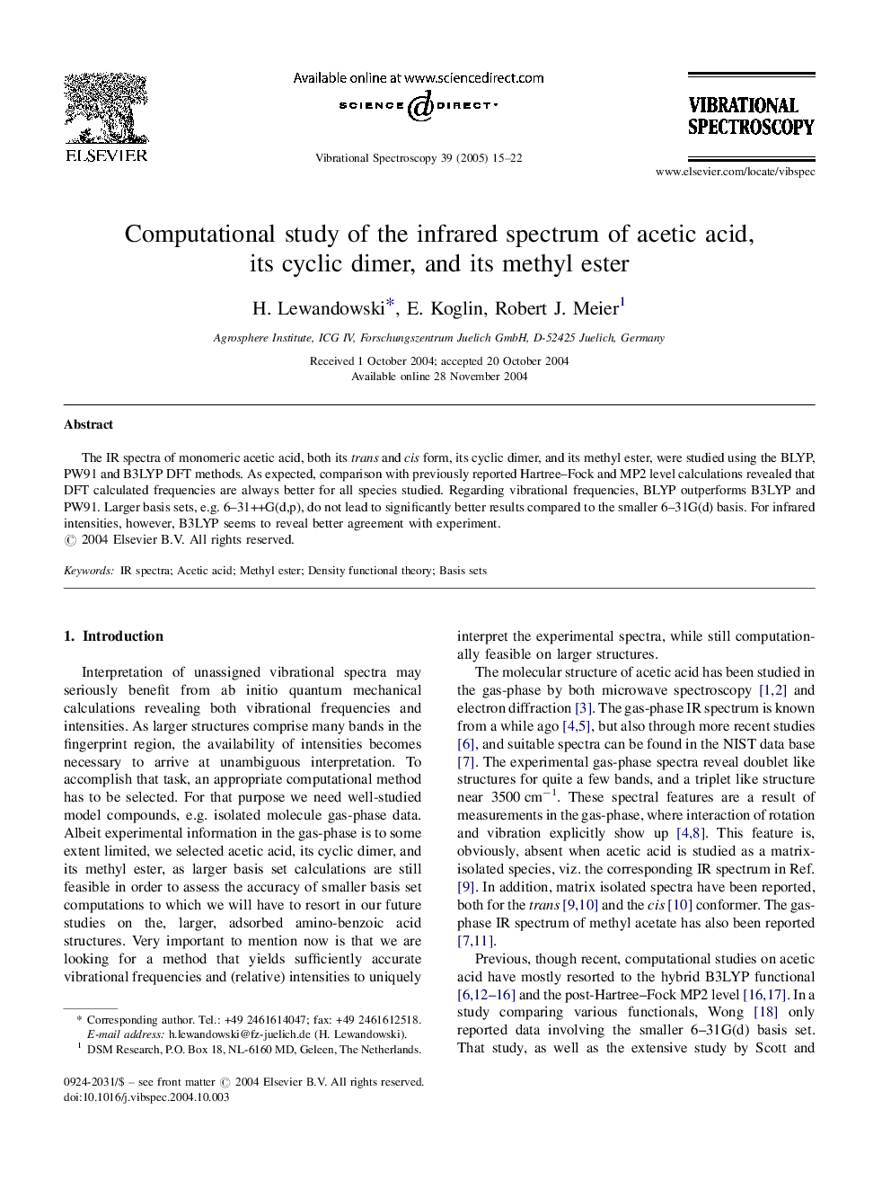 Computational study of the infrared spectrum of acetic acid, its cyclic dimer, and its methyl ester