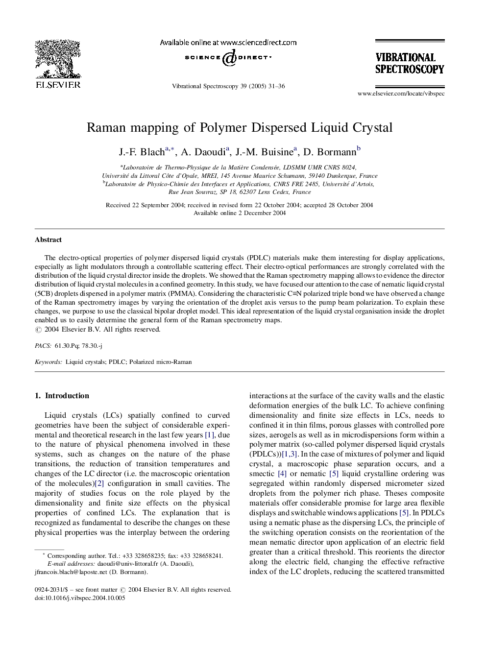 Raman mapping of Polymer Dispersed Liquid Crystal