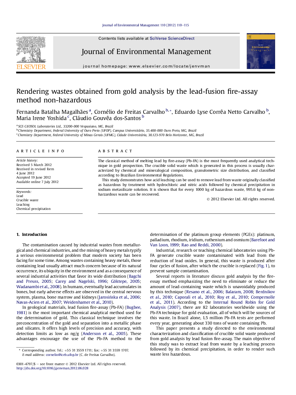 Rendering wastes obtained from gold analysis by the lead-fusion fire-assay method non-hazardous