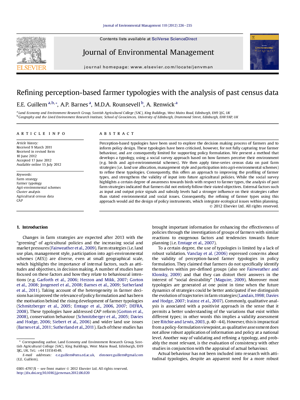 Refining perception-based farmer typologies with the analysis of past census data