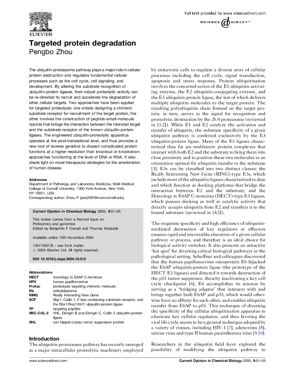 Targeted protein degradation