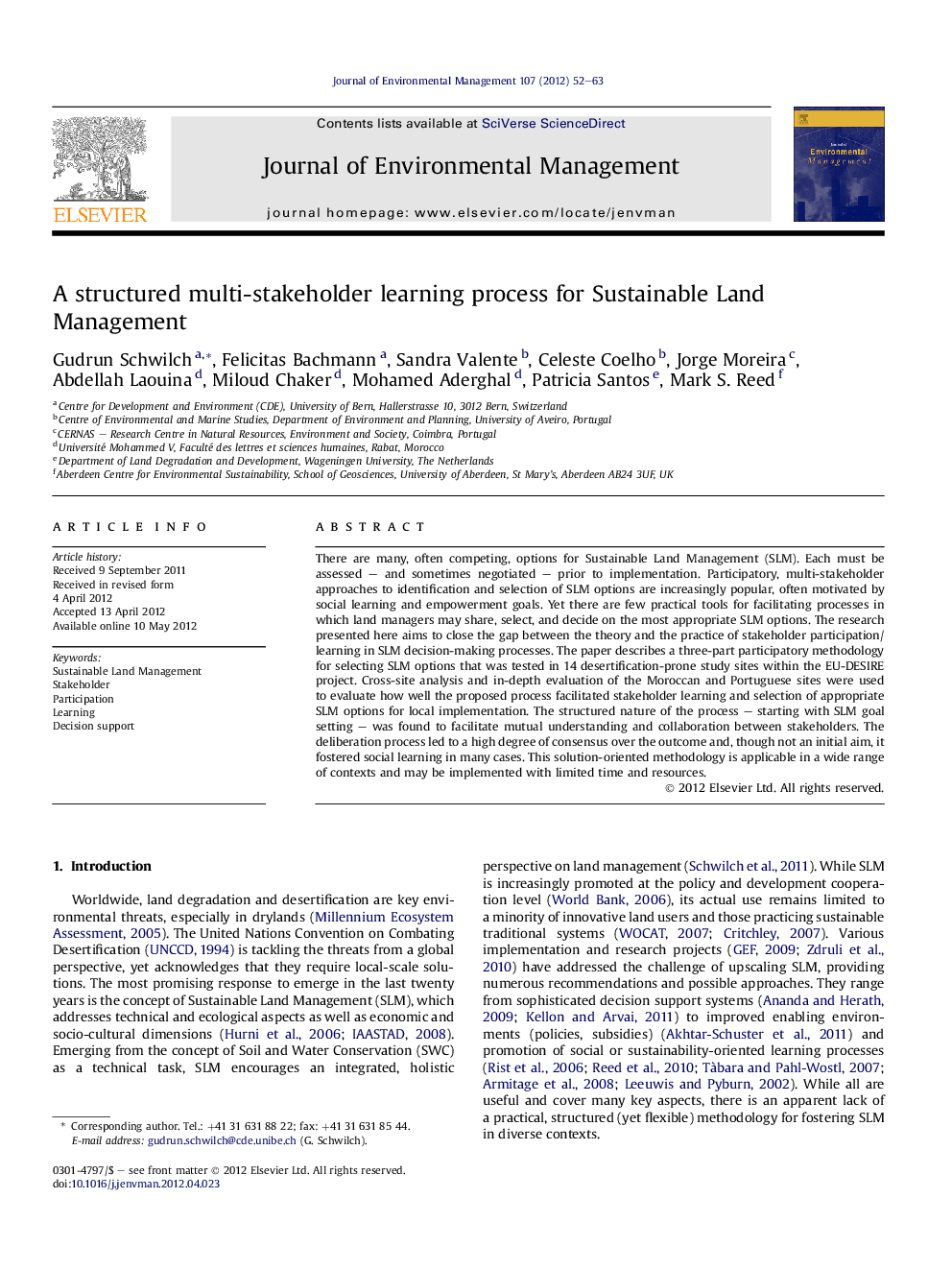 A structured multi-stakeholder learning process for Sustainable Land Management