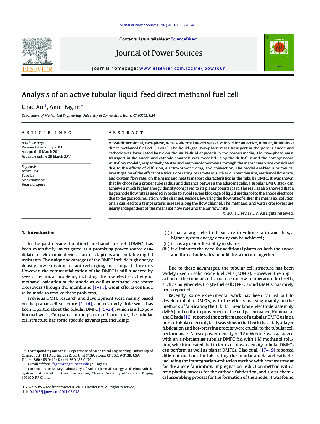 Analysis of an active tubular liquid-feed direct methanol fuel cell