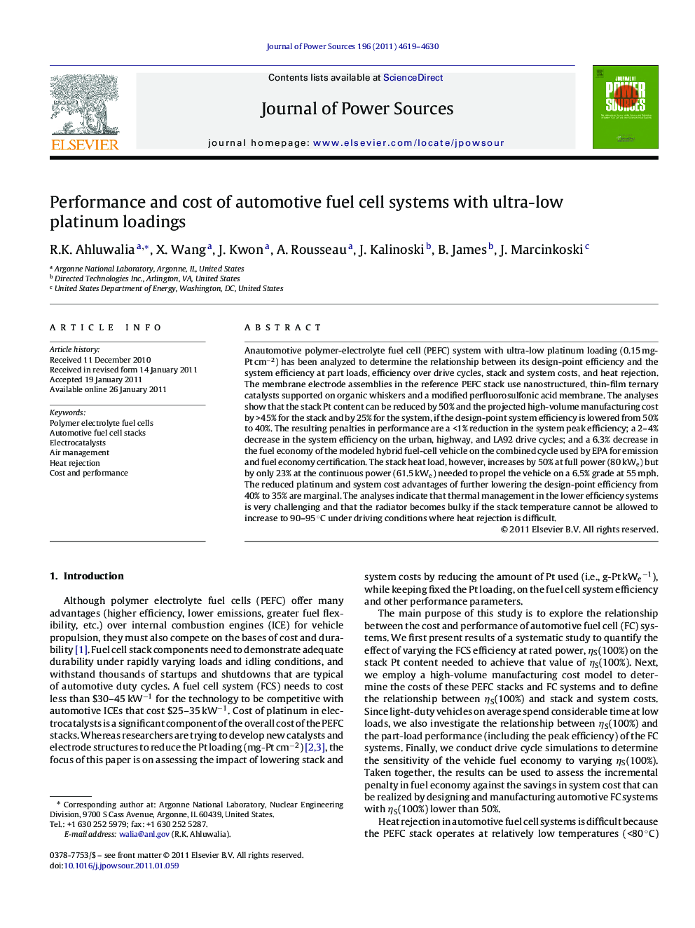 Performance and cost of automotive fuel cell systems with ultra-low platinum loadings