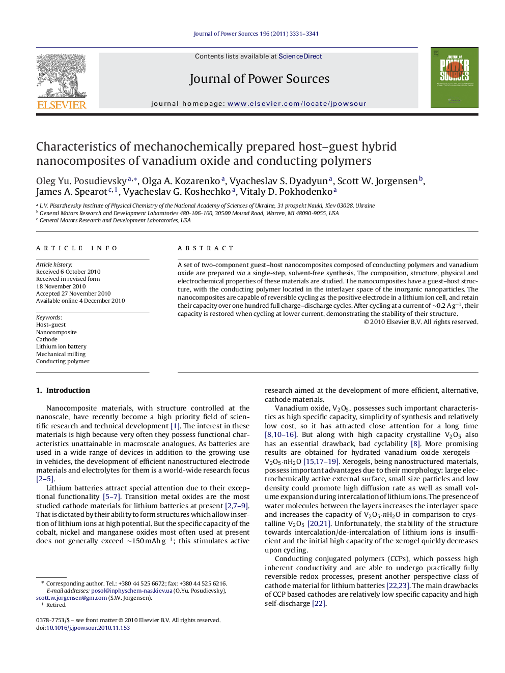 Characteristics of mechanochemically prepared host-guest hybrid nanocomposites of vanadium oxide and conducting polymers