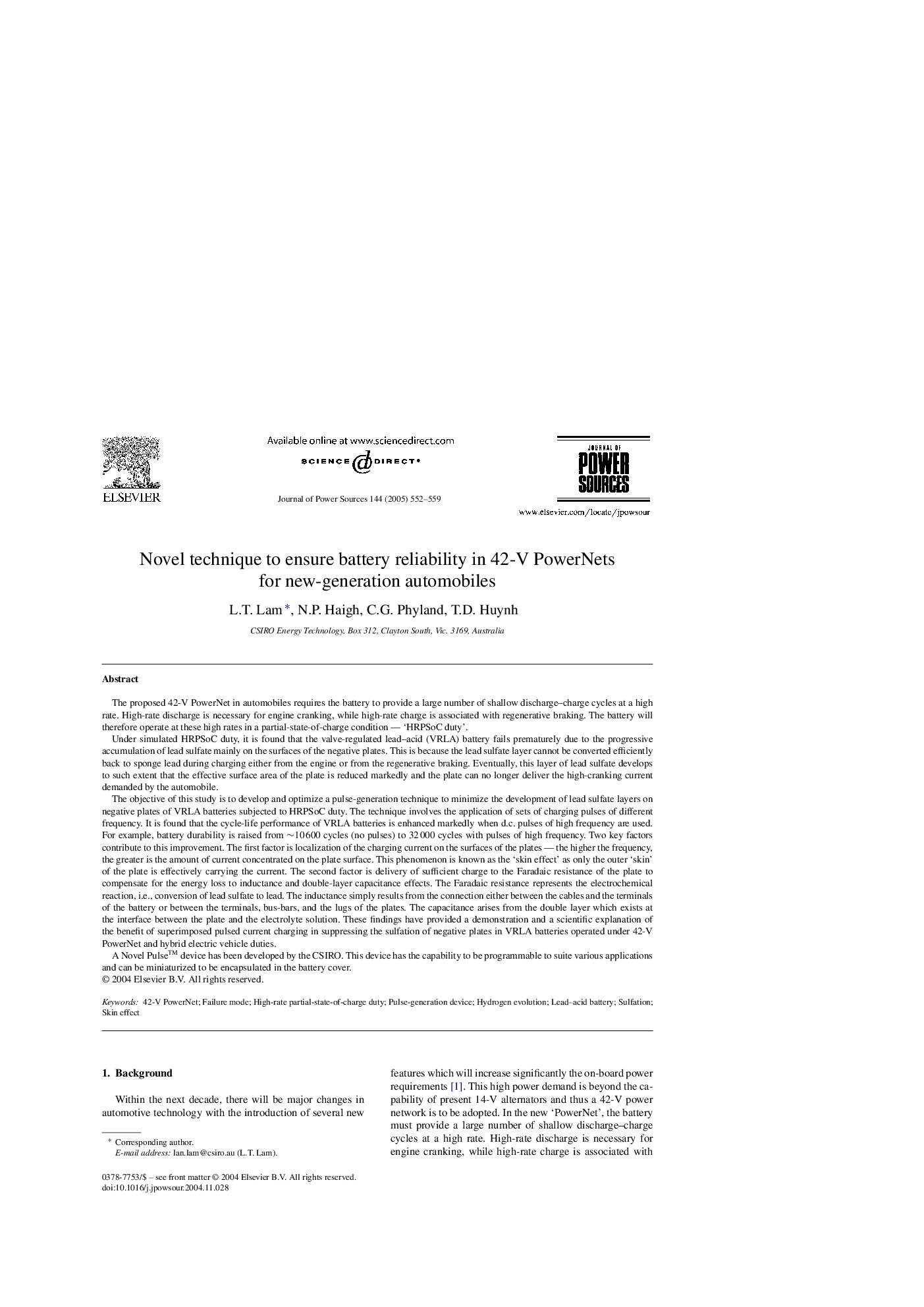 Novel technique to ensure battery reliability in 42-V PowerNets for new-generation automobiles