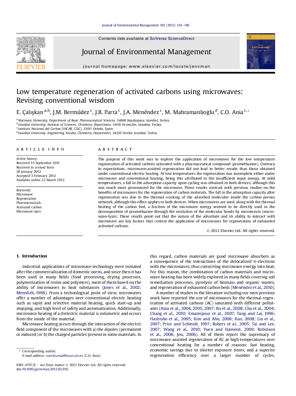 Low temperature regeneration of activated carbons using microwaves: Revising conventional wisdom