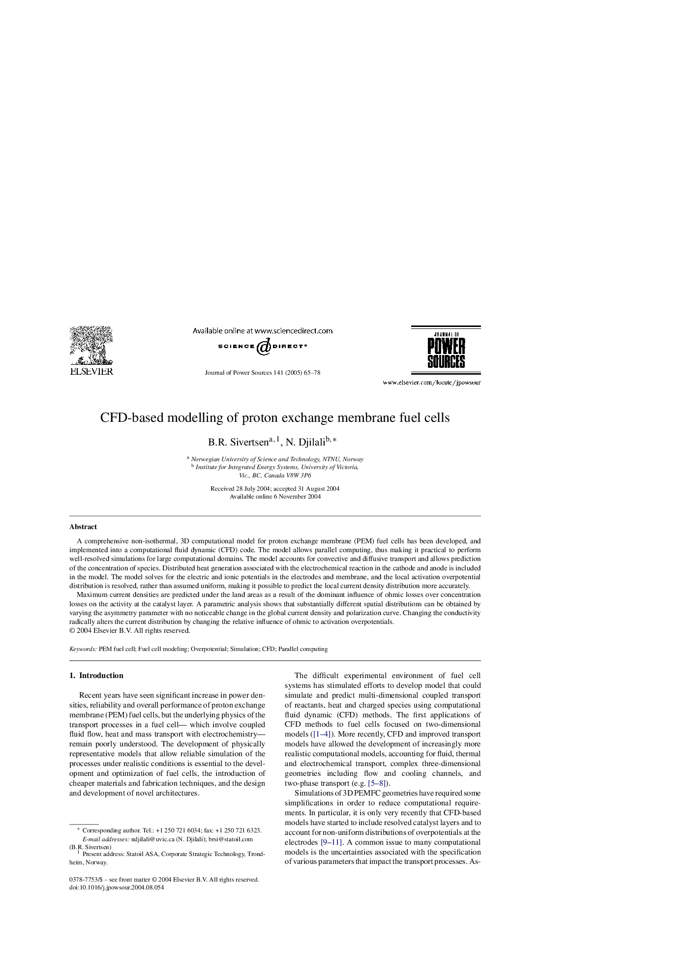 CFD-based modelling of proton exchange membrane fuel cells