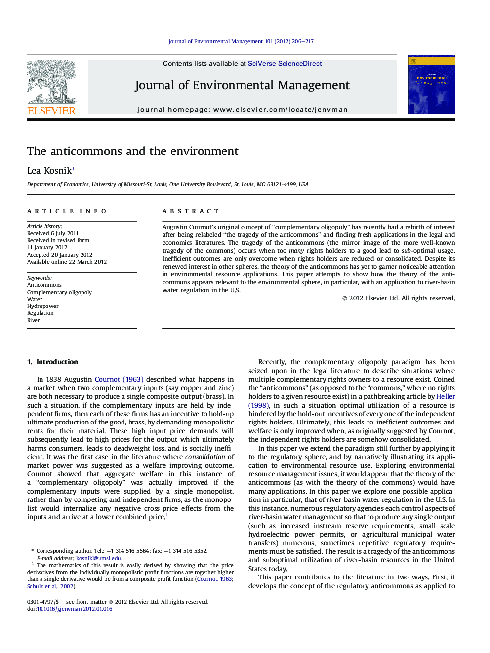 The anticommons and the environment