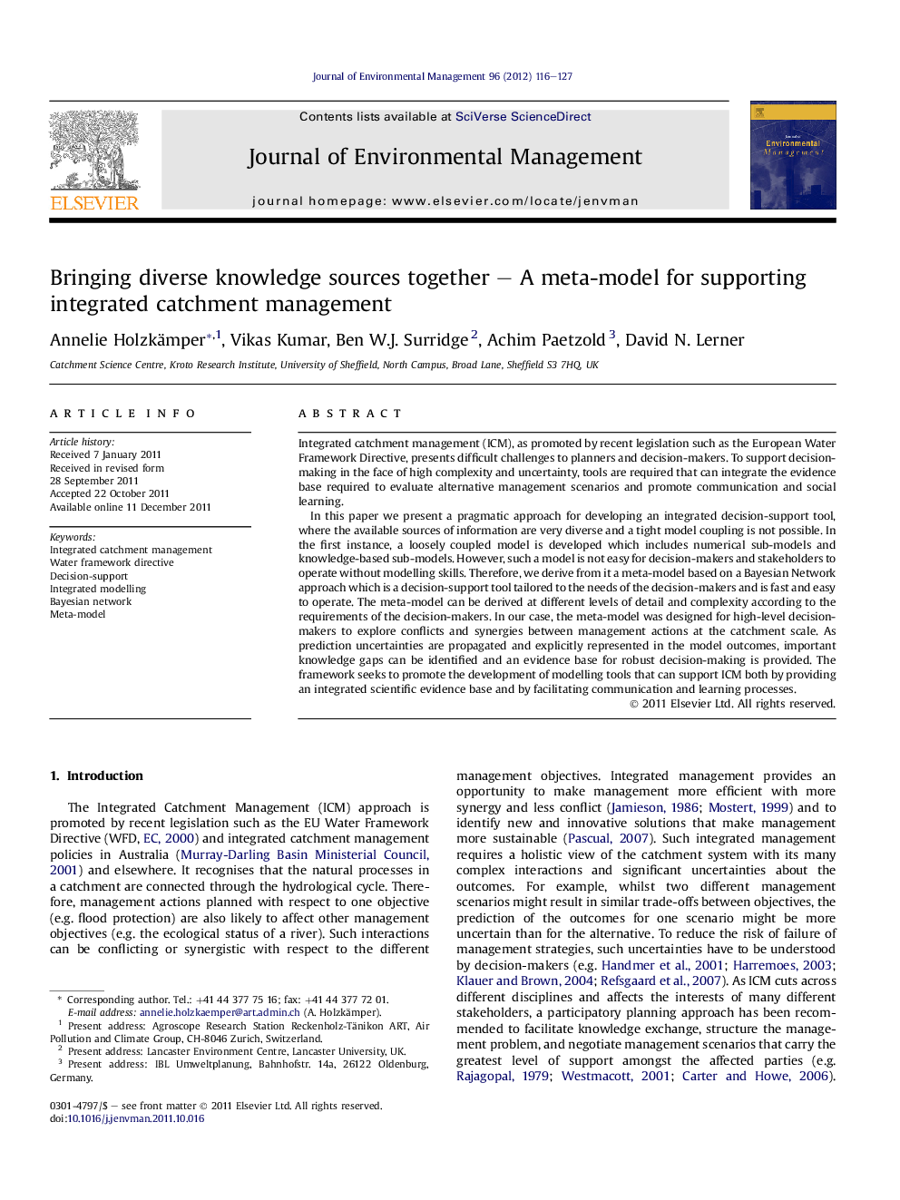 Bringing diverse knowledge sources together – A meta-model for supporting integrated catchment management