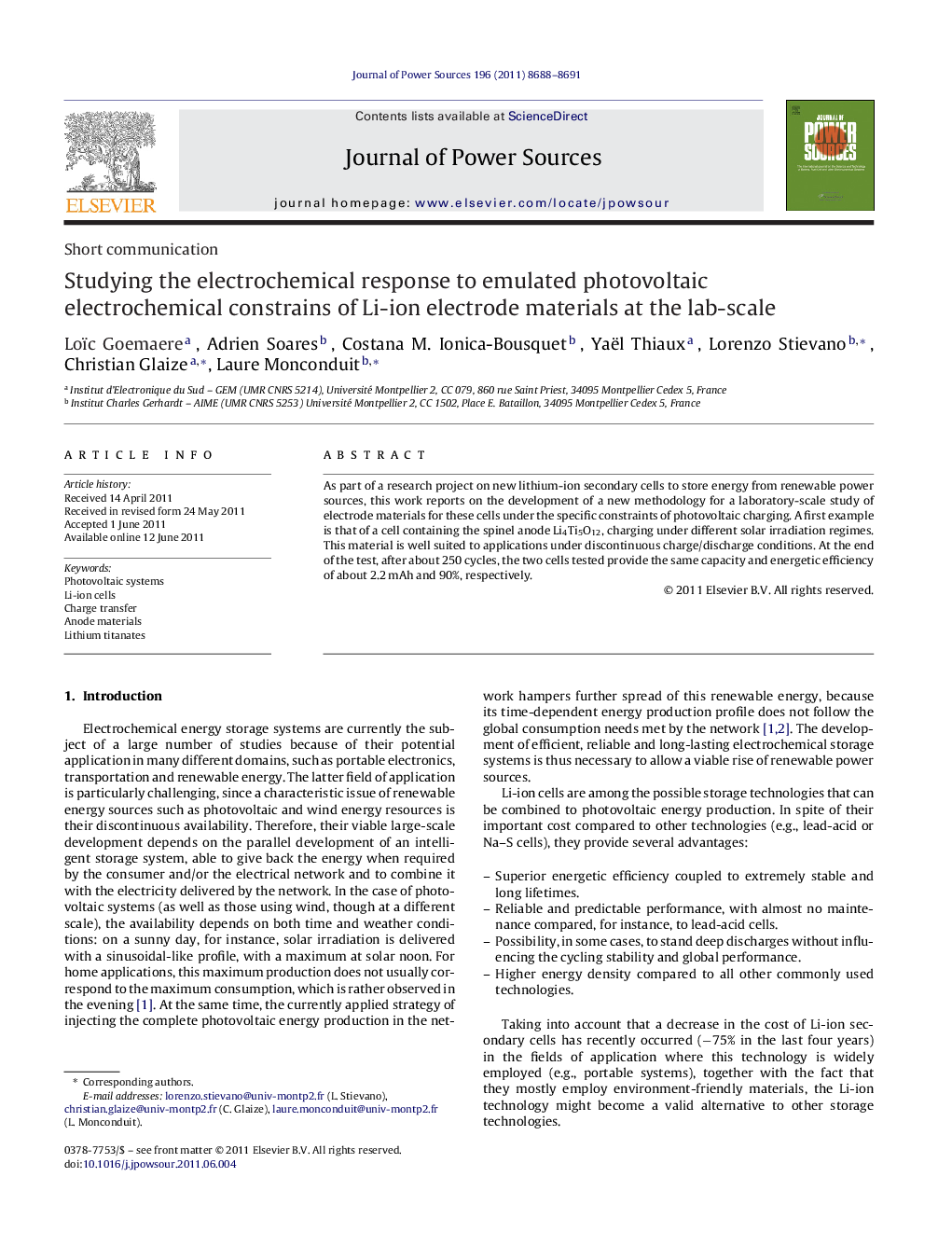 Studying the electrochemical response to emulated photovoltaic electrochemical constrains of Li-ion electrode materials at the lab-scale