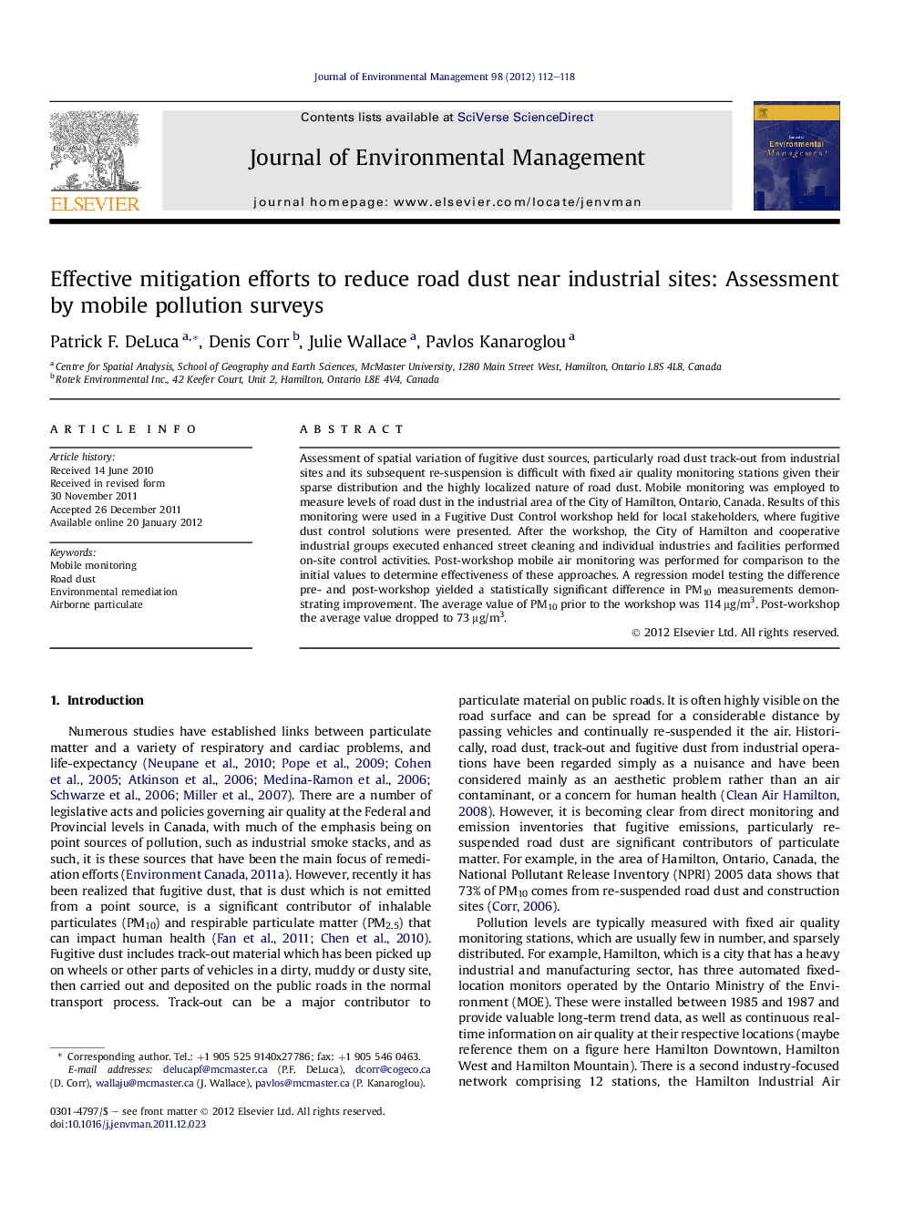 Effective mitigation efforts to reduce road dust near industrial sites: Assessment by mobile pollution surveys