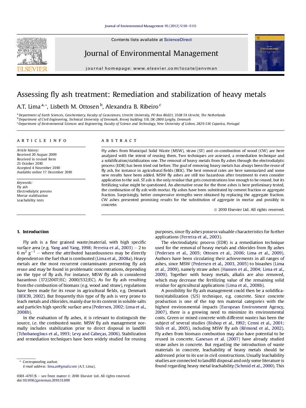 Assessing fly ash treatment: Remediation and stabilization of heavy metals