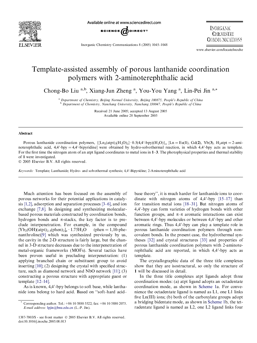 Template-assisted assembly of porous lanthanide coordination polymers with 2-aminoterephthalic acid