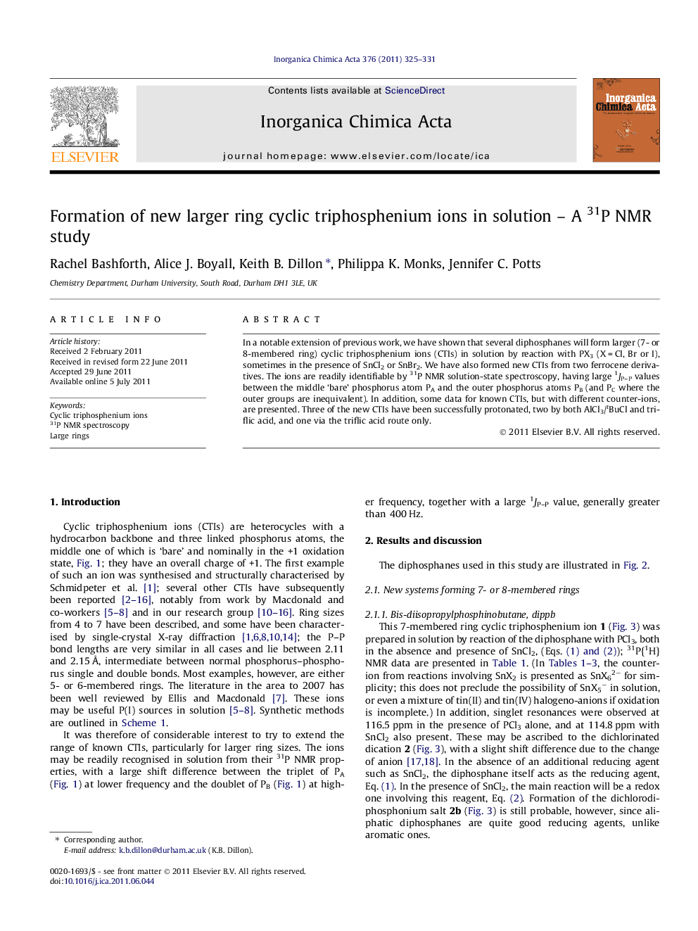 Formation of new larger ring cyclic triphosphenium ions in solution - A 31P NMR study