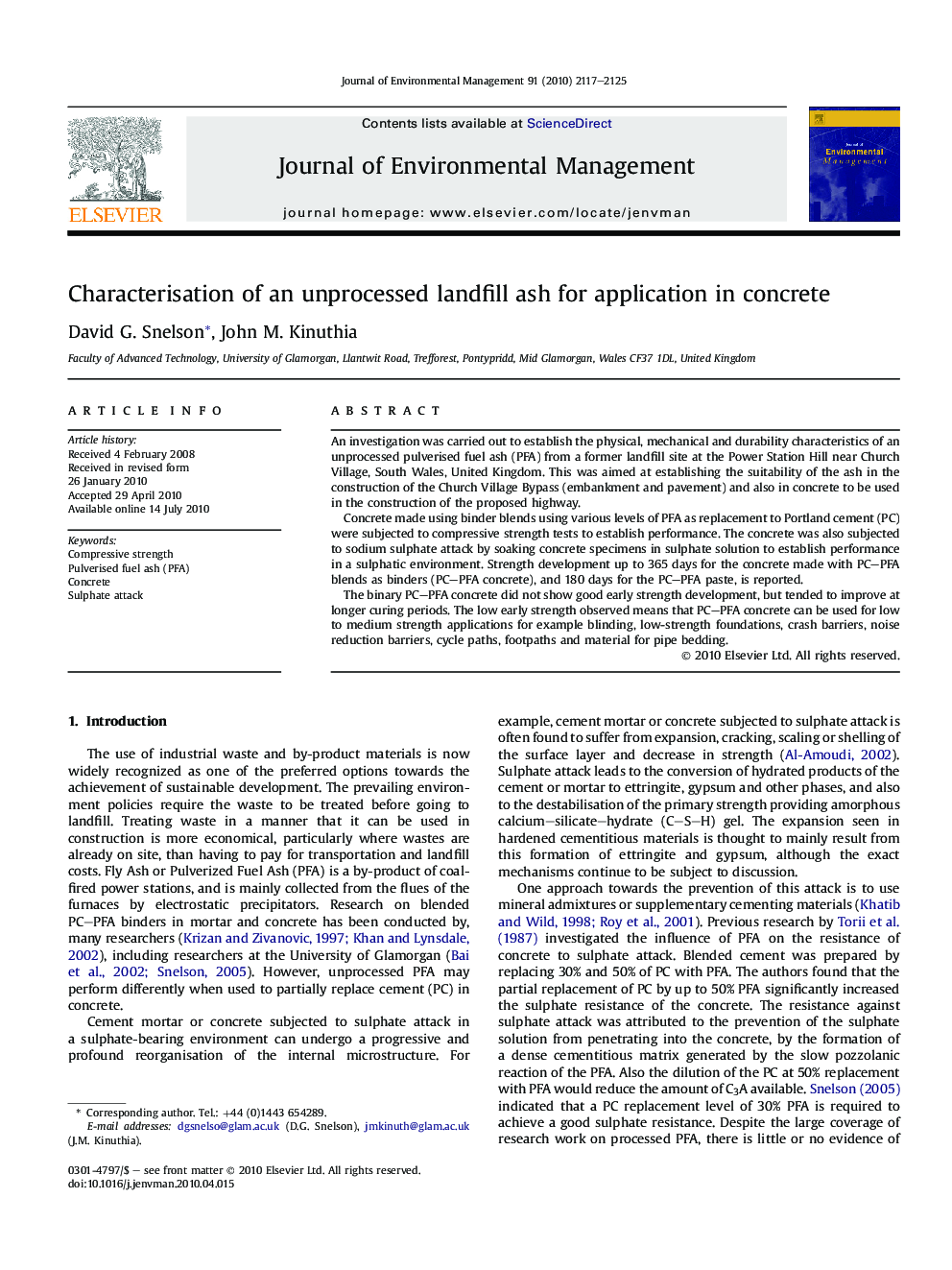 Characterisation of an unprocessed landfill ash for application in concrete