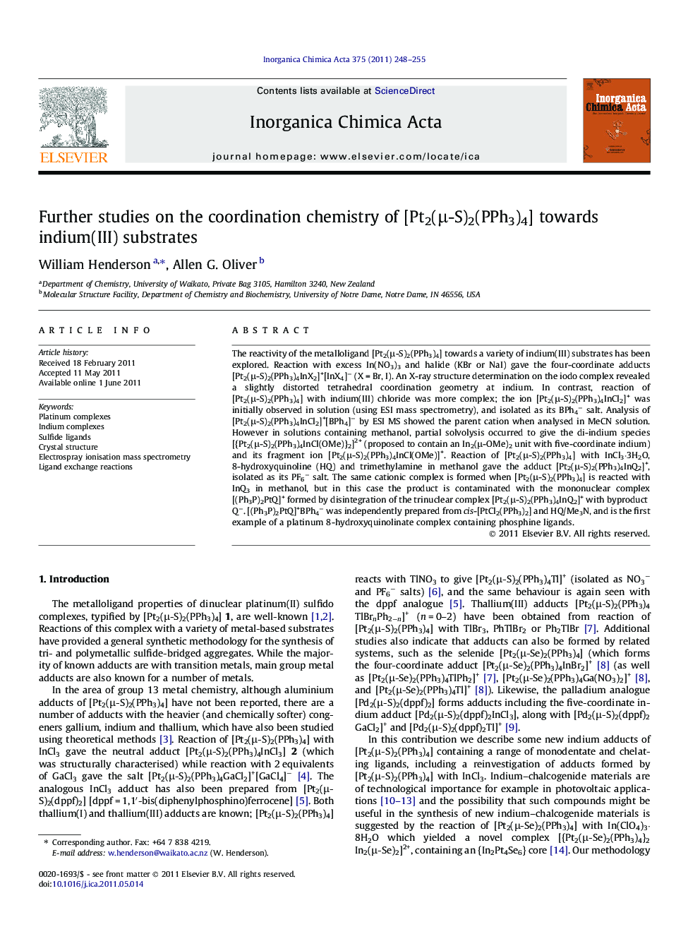 Further studies on the coordination chemistry of [Pt2(Î¼-S)2(PPh3)4] towards indium(III) substrates