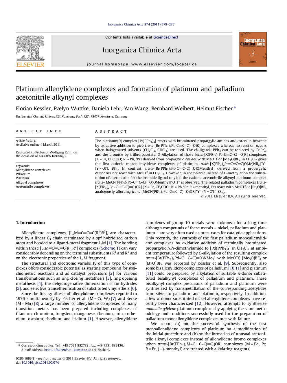 Platinum allenylidene complexes and formation of platinum and palladium acetonitrile alkynyl complexes