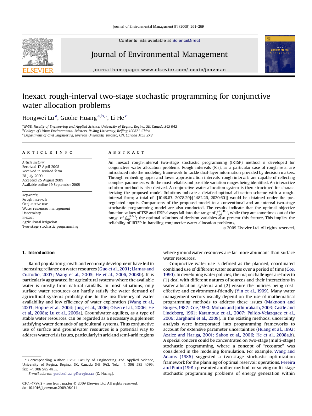 Inexact rough-interval two-stage stochastic programming for conjunctive water allocation problems