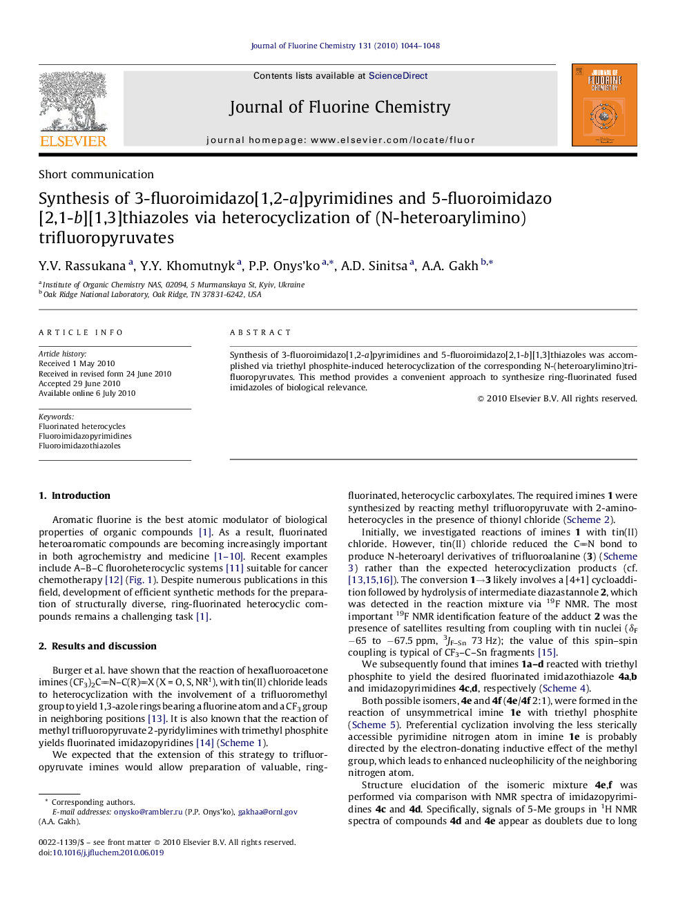 Synthesis of 3-fluoroimidazo[1,2-a]pyrimidines and 5-fluoroimidazo[2,1-b][1,3]thiazoles via heterocyclization of (N-heteroarylimino)trifluoropyruvates