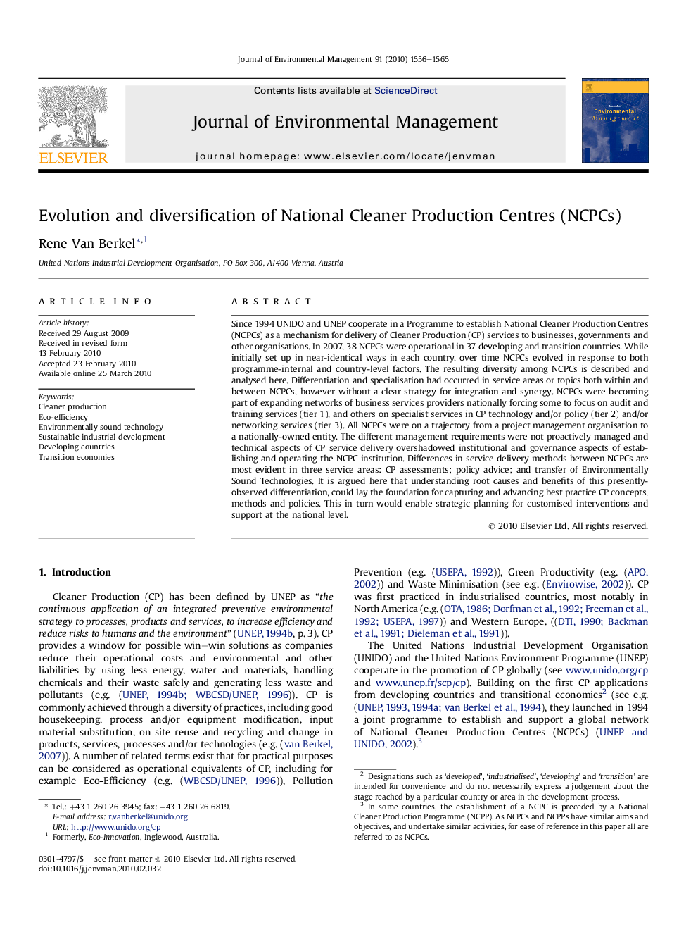 Evolution and diversification of National Cleaner Production Centres (NCPCs)