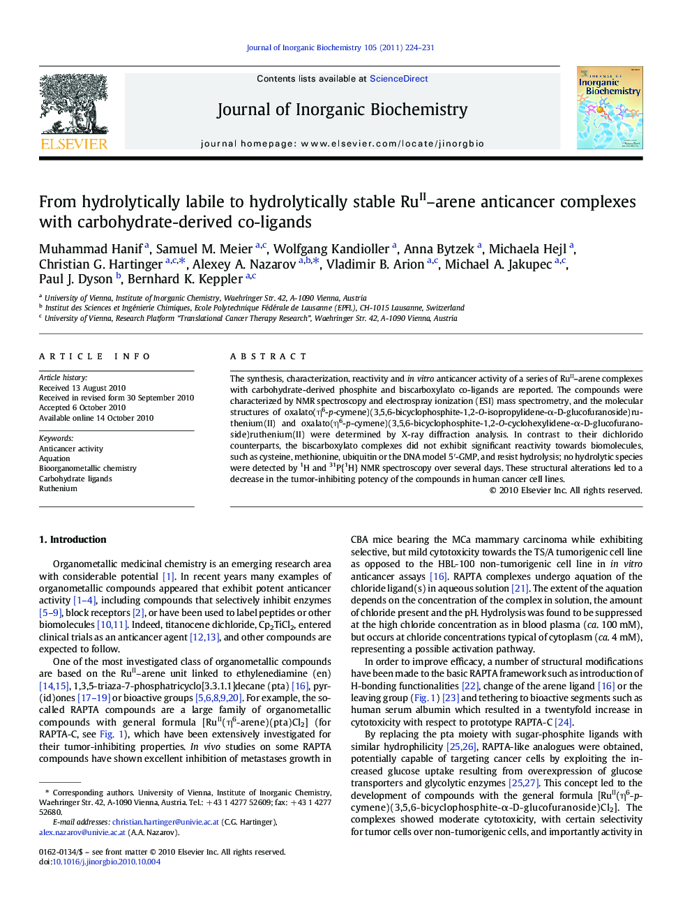 From hydrolytically labile to hydrolytically stable RuII-arene anticancer complexes with carbohydrate-derived co-ligands