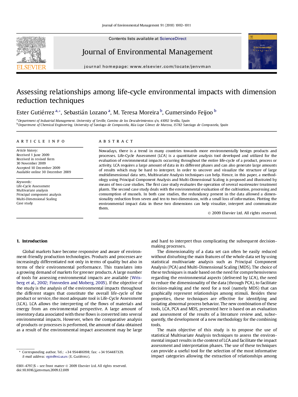 Assessing relationships among life-cycle environmental impacts with dimension reduction techniques