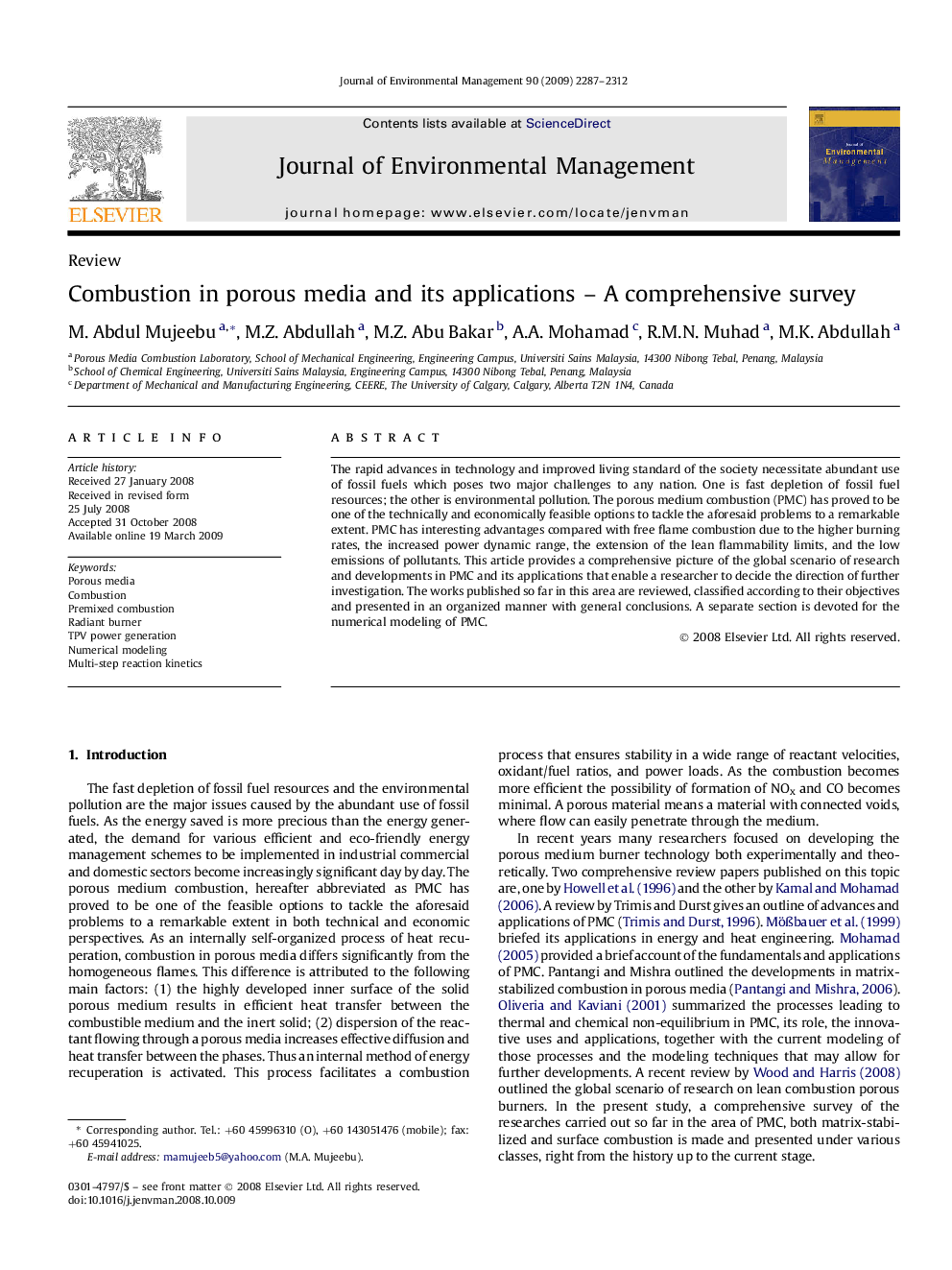 Combustion in porous media and its applications – A comprehensive survey