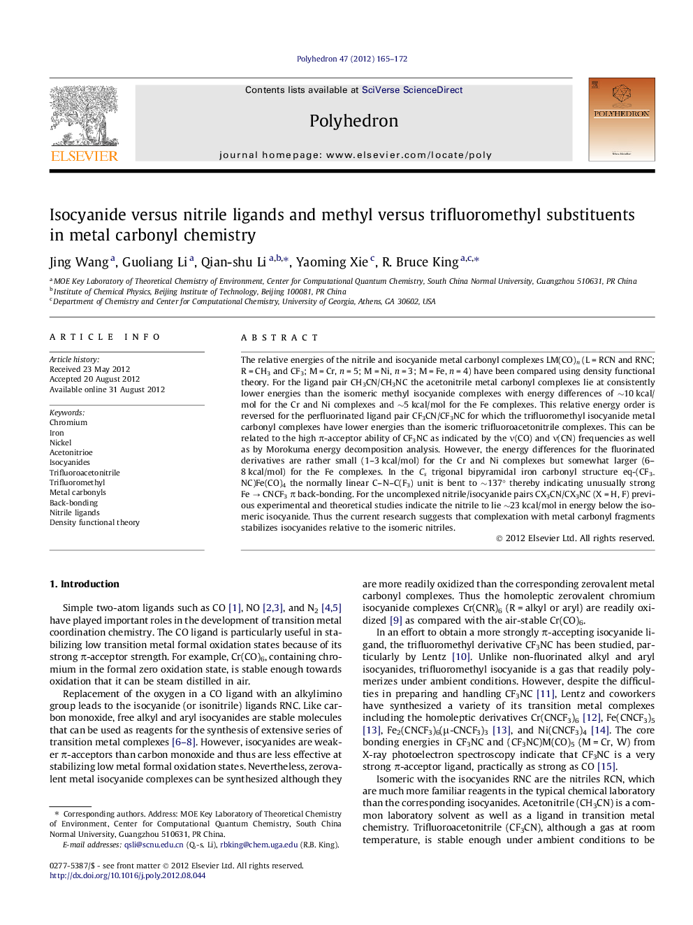 Isocyanide versus nitrile ligands and methyl versus trifluoromethyl substituents in metal carbonyl chemistry