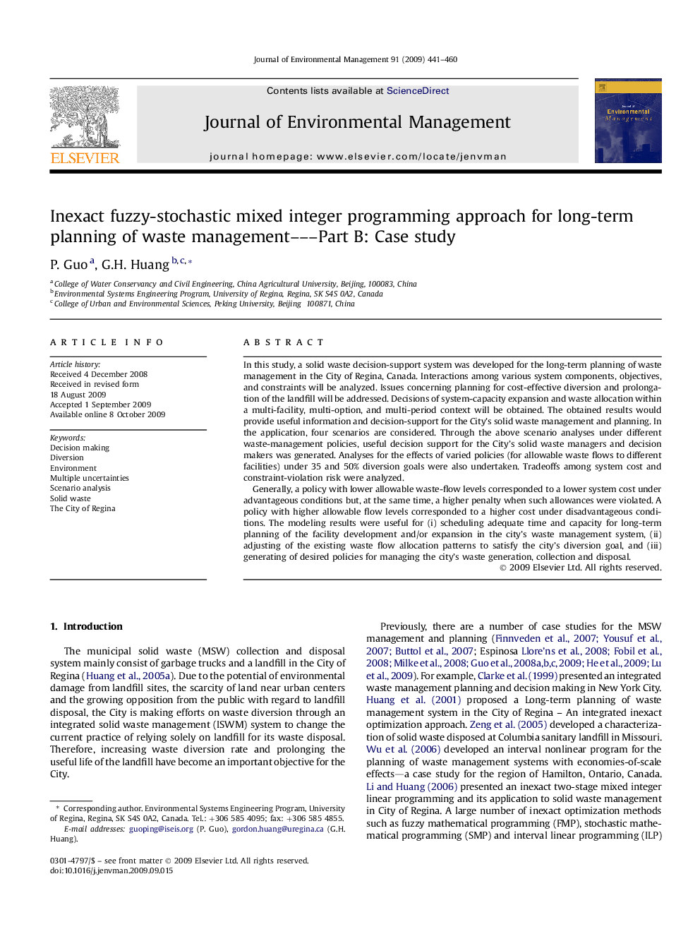 Inexact fuzzy-stochastic mixed integer programming approach for long-term planning of waste management–––Part B: Case study