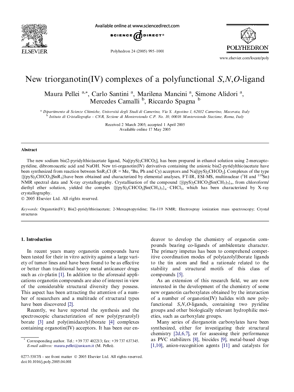 New triorganotin(IV) complexes of a polyfunctional S,N,O-ligand