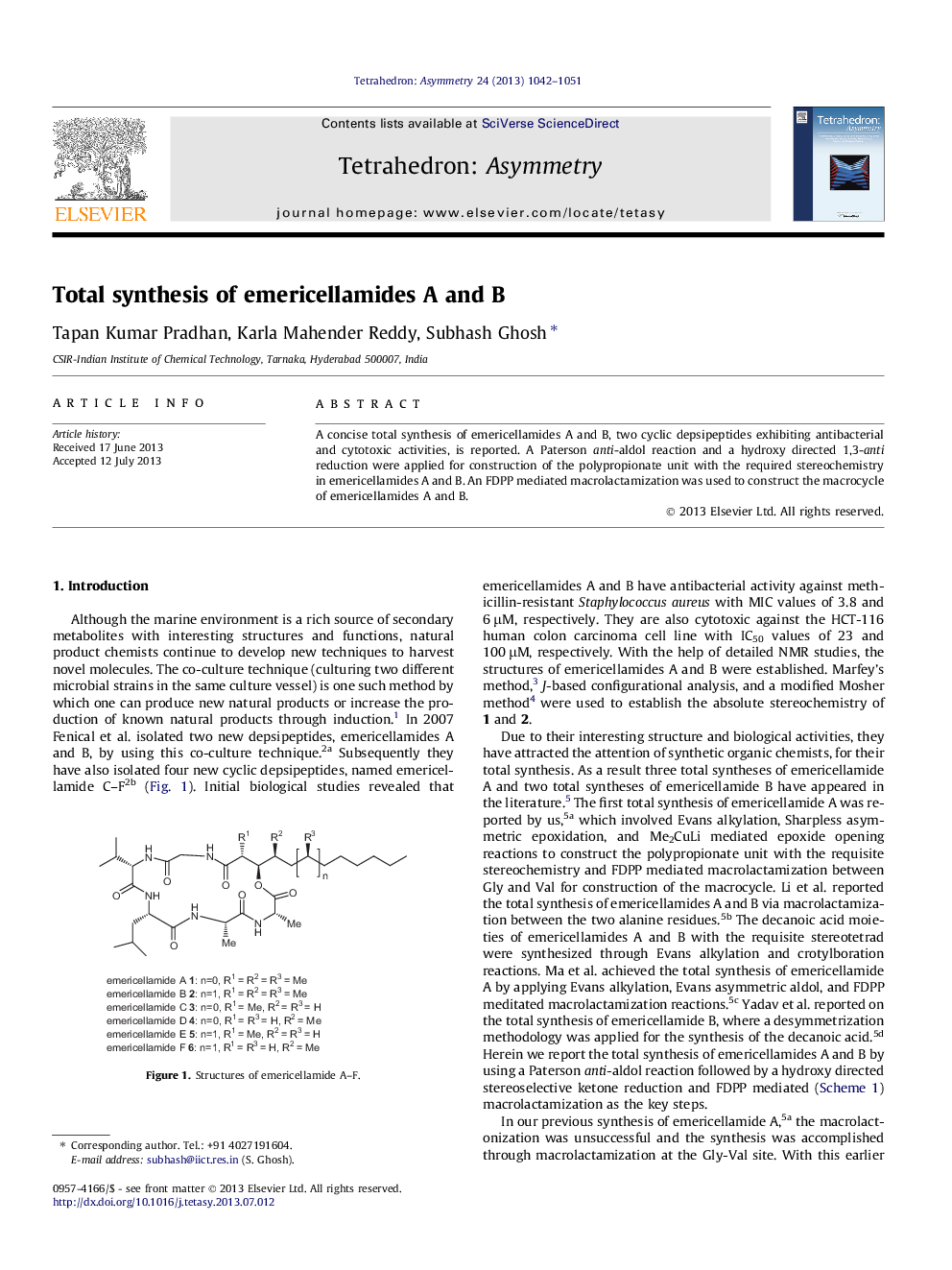 Total synthesis of emericellamides A and B