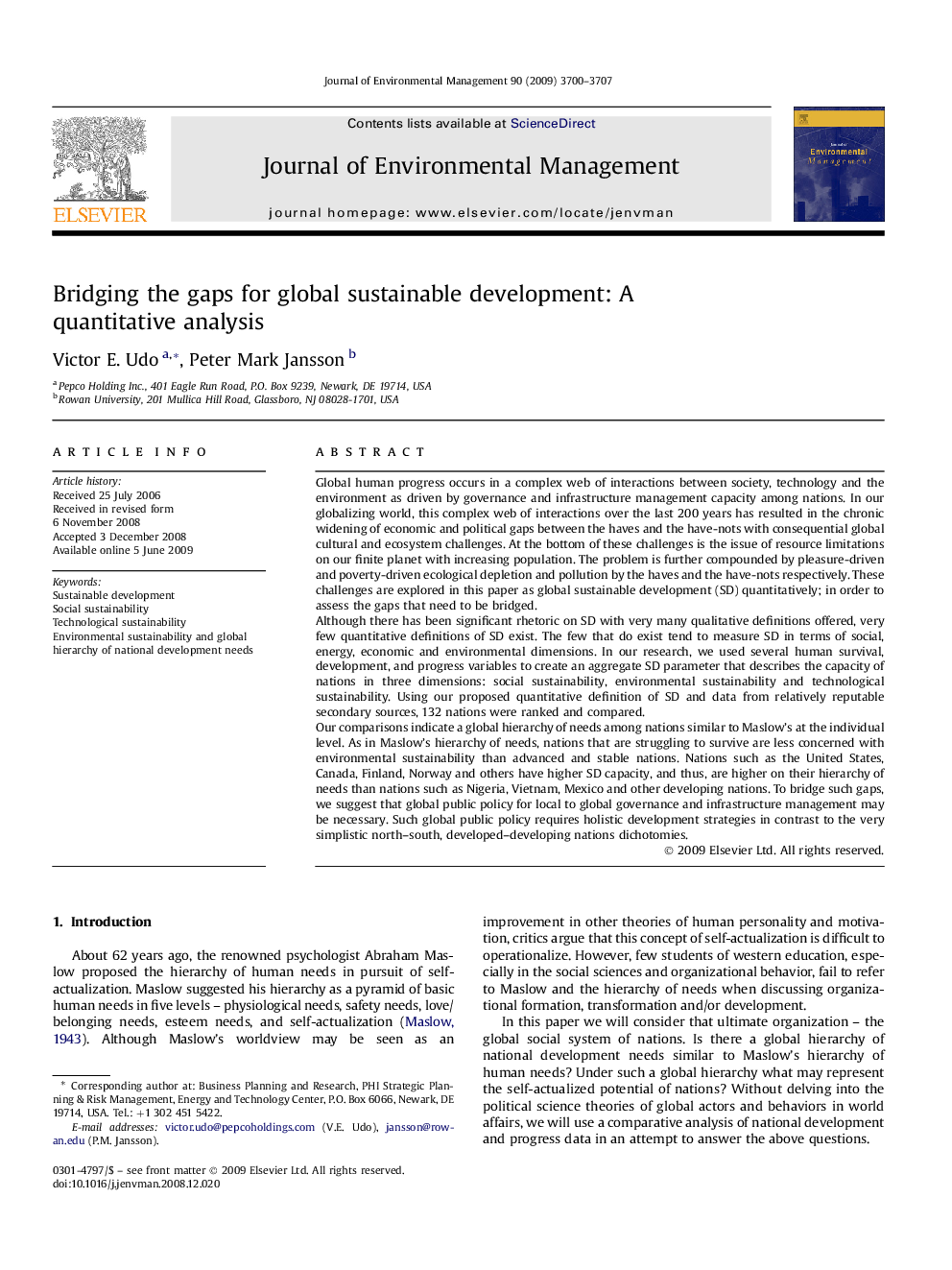 Bridging the gaps for global sustainable development: A quantitative analysis