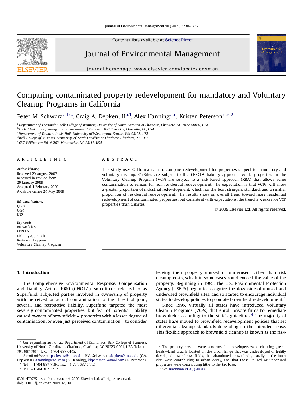 Comparing contaminated property redevelopment for mandatory and Voluntary Cleanup Programs in California