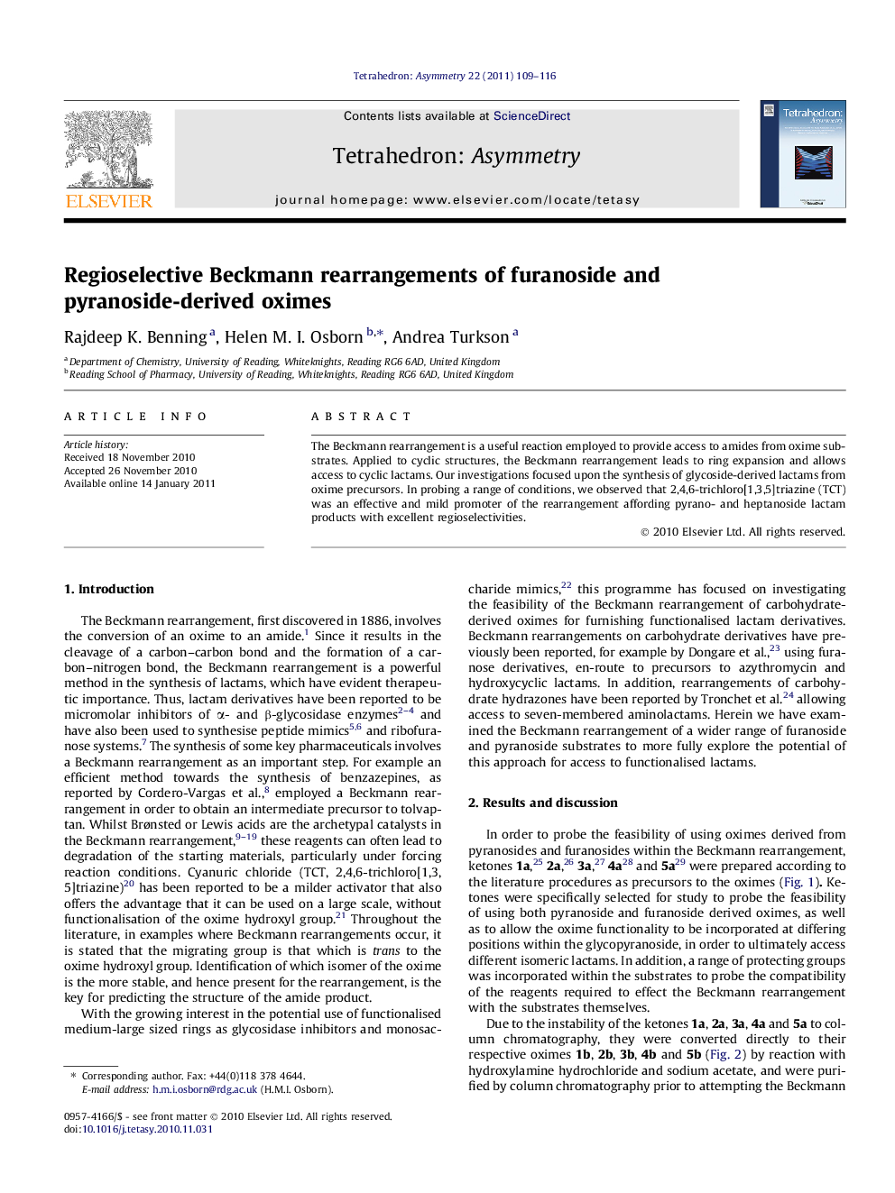 Regioselective Beckmann rearrangements of furanoside and pyranoside-derived oximes
