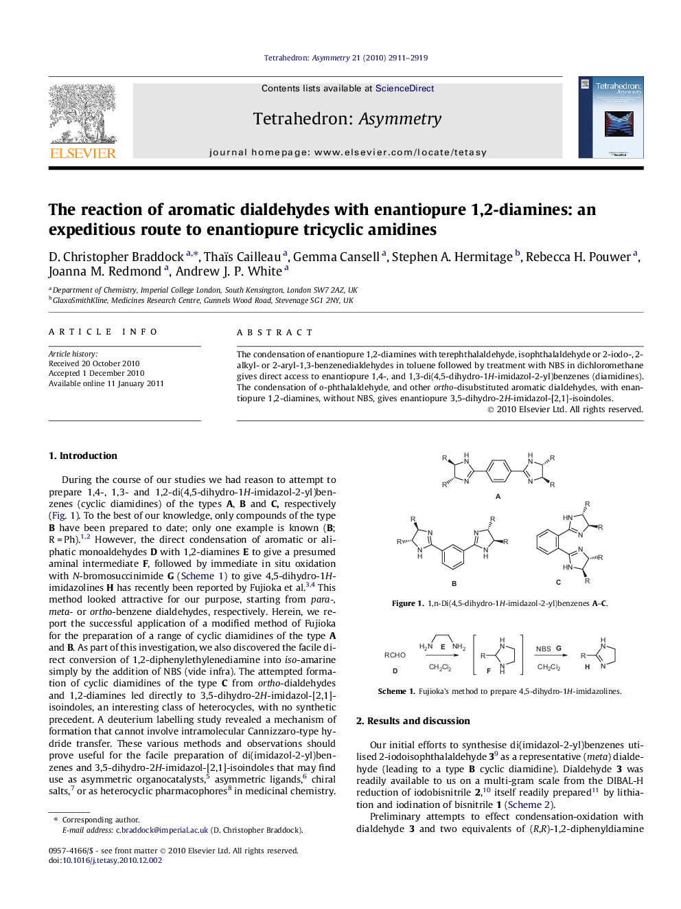 عکس صفحه اول مقاله: The reaction of aromatic dialdehydes with enantiopure 1,2-diamines: an expeditious route to enantiopure tricyclic amidines The reaction of aromatic dialdehydes with enantiopure 1,2-diamines: an expeditious route to enantiopure tricyclic amidines
