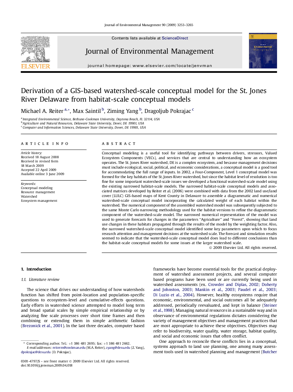 Derivation of a GIS-based watershed-scale conceptual model for the St. Jones River Delaware from habitat-scale conceptual models