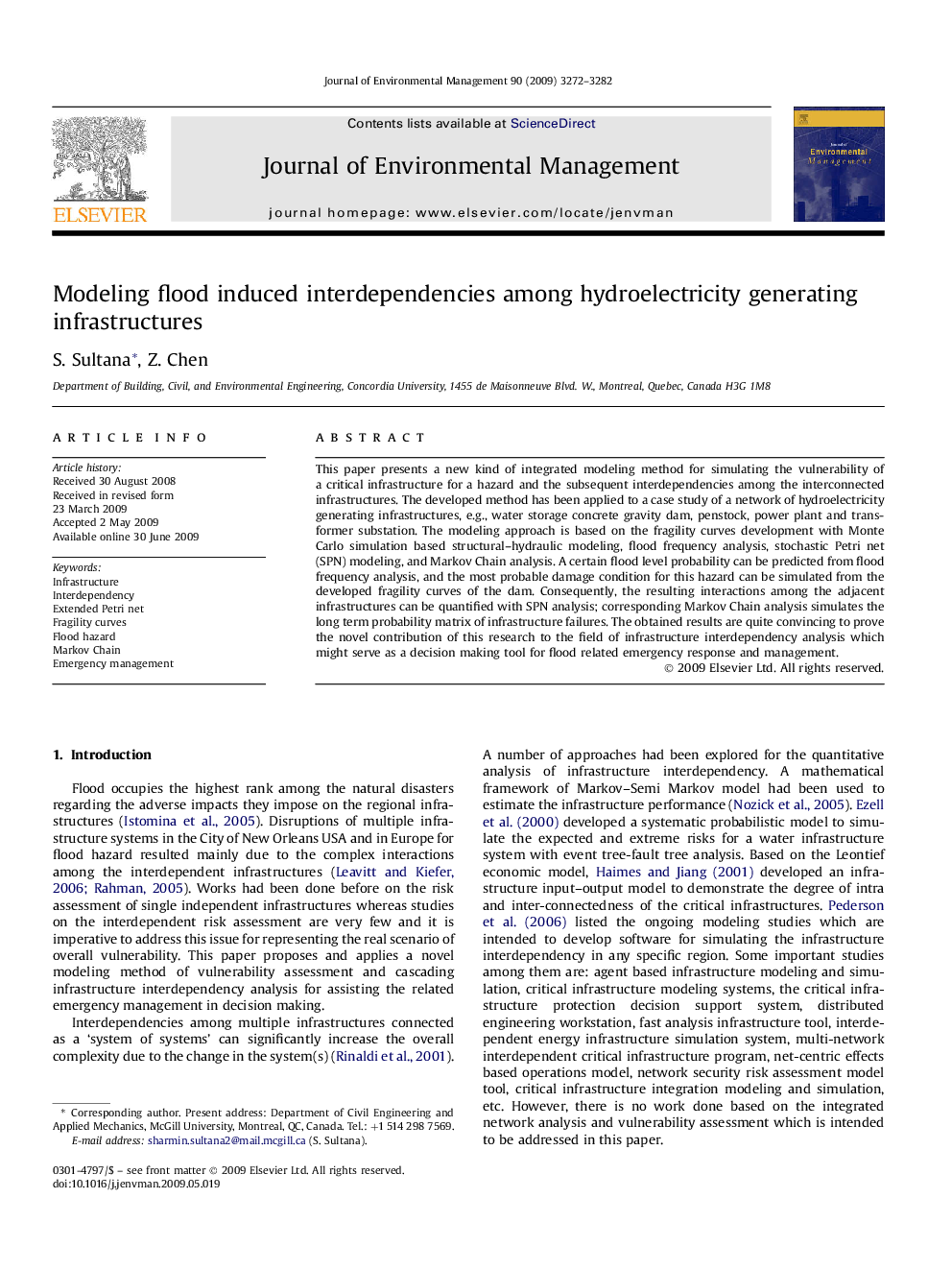 Modeling flood induced interdependencies among hydroelectricity generating infrastructures