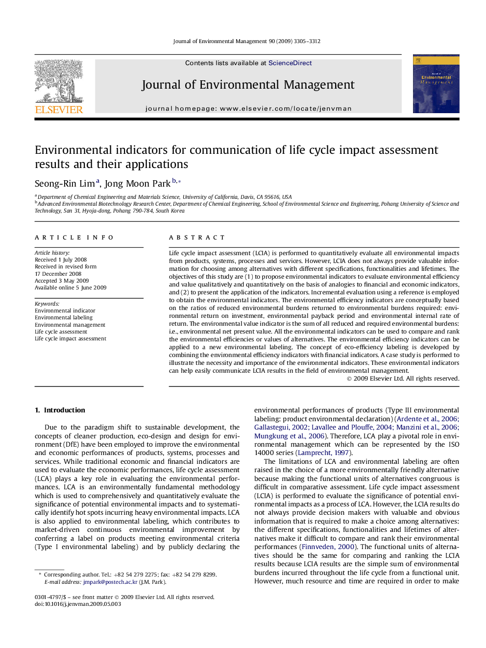 Environmental indicators for communication of life cycle impact assessment results and their applications