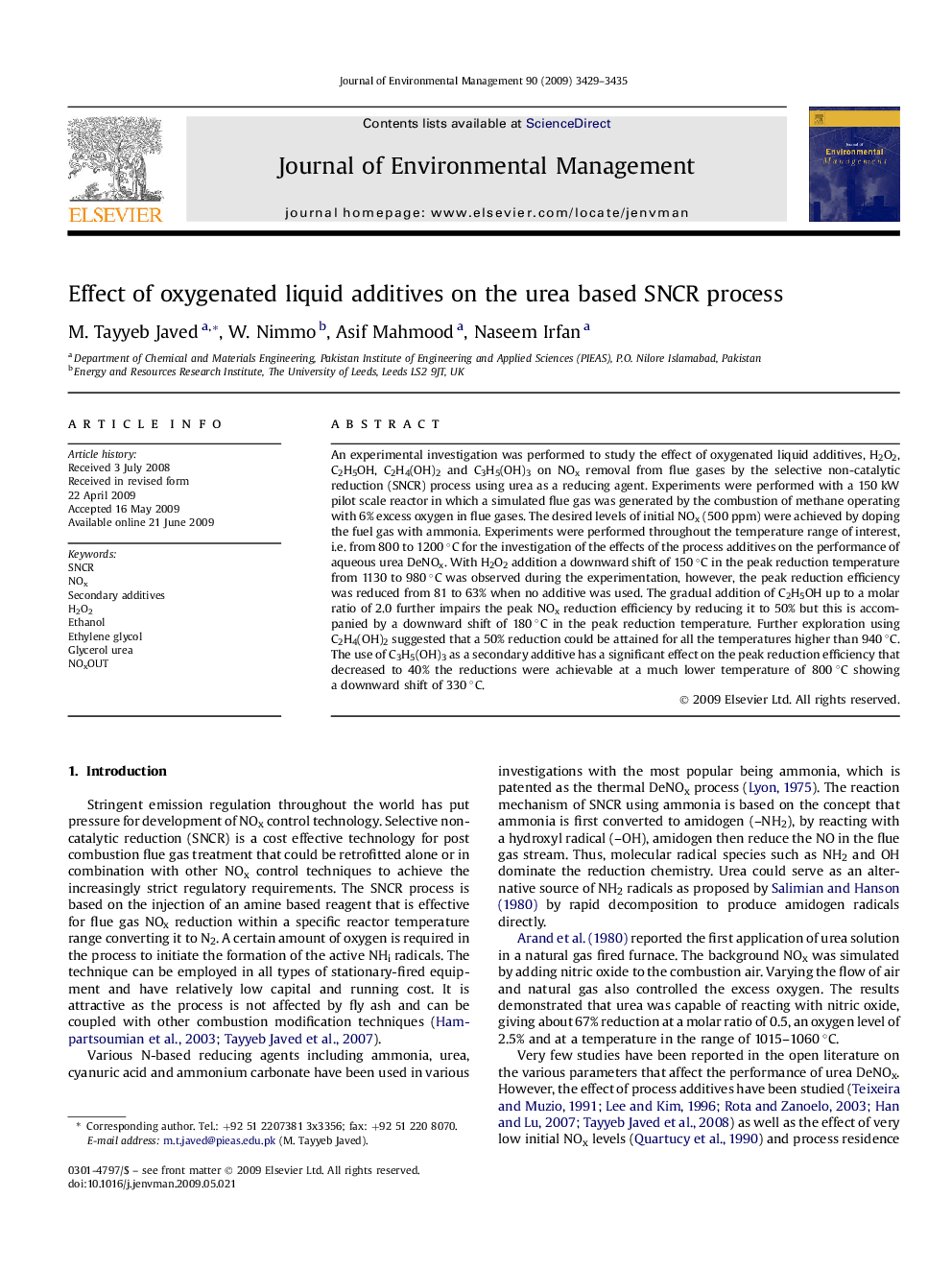 Effect of oxygenated liquid additives on the urea based SNCR process