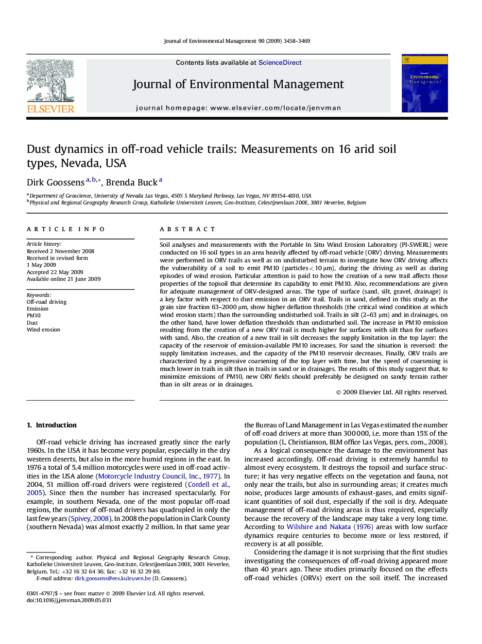 Dust dynamics in off-road vehicle trails: Measurements on 16 arid soil types, Nevada, USA