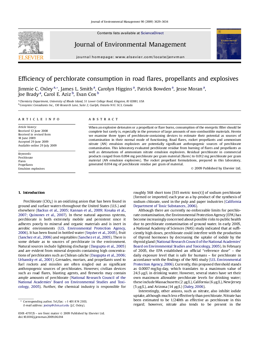 Efficiency of perchlorate consumption in road flares, propellants and explosives