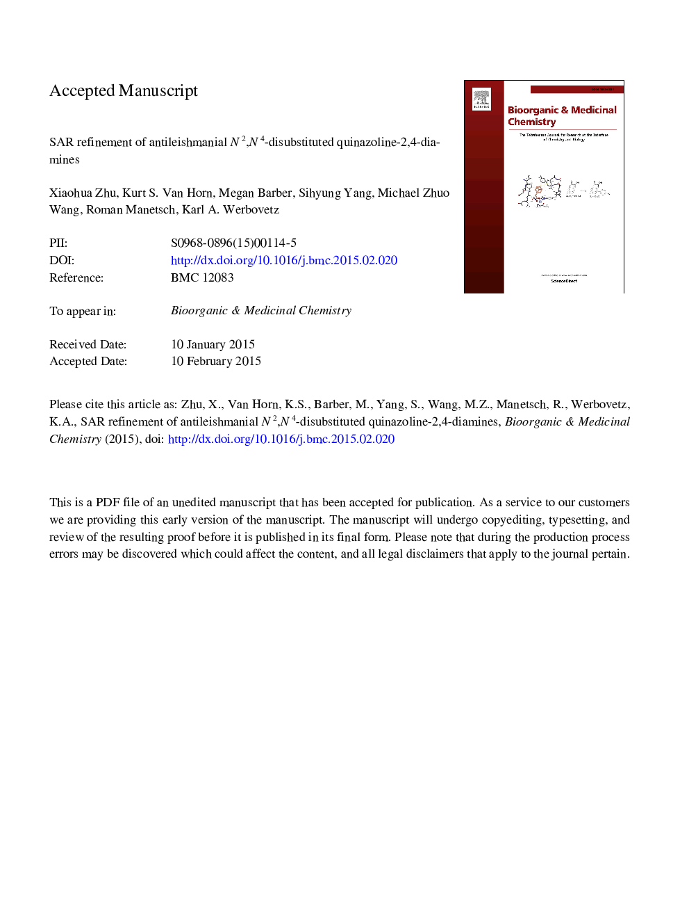 SAR refinement of antileishmanial N2,N4-disubstituted quinazoline-2,4-diamines